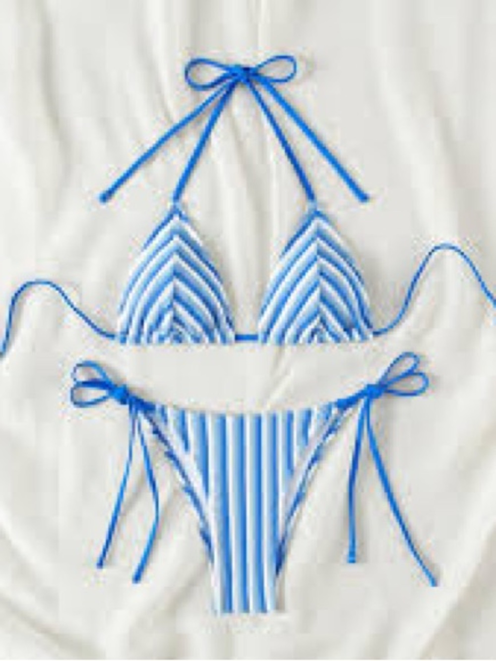 Amazon Blue and White Striped Women's Bikini